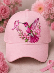 Cappello stampa Desigo stampa floreale e uccello Consapevolezza del cancro al seno unisex