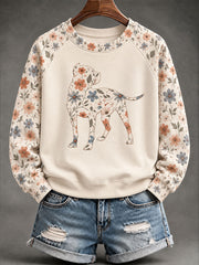 Felpa da donna con maniche raglan casual stampa floreale