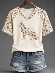 T-shirt casual con stampa floreale Sheepdog da donna