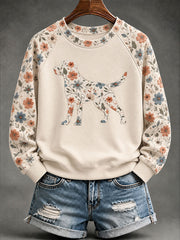 Felpa donna con maniche raglan casual con stampa floreale Labrador Retriever