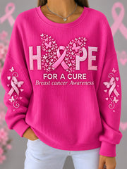 Felpa da donna con stampa a farfalle, nastro rosa e scritta “Hope For A Cure”, per la sensibilizzazione al tumore al seno