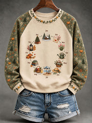 Felpa da donna con maniche raglan casual di stagione e vacanza con stampe divertenti (autunno/inverno)
