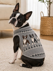 Gilet vintage senza maniche per animali domestici con stampa a isola di Boston Terrier Dogs