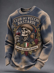 Felpa da uomo in maglia waffle con stampa di slogan divertente