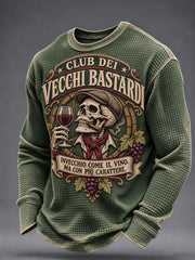 Felpa da uomo in maglia waffle con stampa di slogan divertente