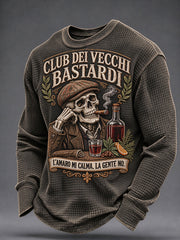 Felpa da uomo in maglia waffle con stampa di slogan divertente