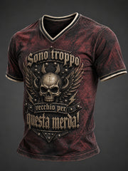T-shirt da uomo con stampa divertente e scollo a V