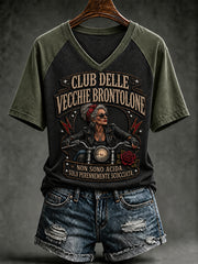 T-shirt da donna con stampa divertente e scollo a V