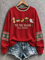 Women's Italian Christmas Cookie Print Sweatshirt