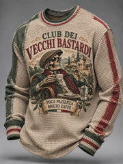 Felpa da uomo in maglia waffle con stampa di slogan divertente