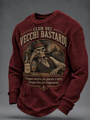 Felpa da uomo in maglia waffle con stampa di slogan divertente